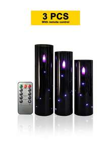 5pcs Flameless Candle Lights With Timer Remote Control, Battery Operated Embedded Flickering String Lights, Suitable For Halloween, Christmas, Valentine's Day, Mother's Day, Birthday, Gift, Proposal, Wedding, Party, Holiday - Black-purple Light - View 15