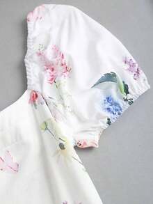 xheSweetra Vestido de verano estilo francés, vestido largo blanco de alta calidad y lujo con elegante estampado floral de magnolia ditsy para damasxhe - Multicolor 2 - Ver 4