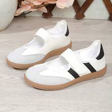 2026 New Lightweight Mary Jane Sneakers, Versatile Color Block Slip-On Casual Shoes For Women, Retro German Style, Comfortable & Non-Slip - White - View 8