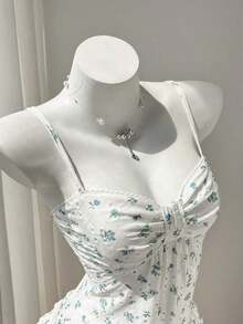 Camiseta ajustada con pliegues en el busto a rayas rosas para el verano - Blanco - Ver 7