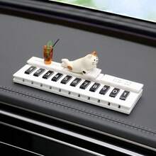 Plat Nomor Parkir Sementara dengan Desain Kucing, Kartu Parkir yang Dapat Dilepas dengan Motif Kucing, Kopi, Topi, dan Piano - Berbagai gaya - View 11