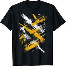 Yellow And Black Dynamic Art T-Shirt - Negro - Ver 1