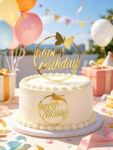 3/6/9pcs Spanish Father's Day Happy Style Acrylic Cake Toppers, Happy Birthday PMMA Cake Toppers, Cake Decoration, Baking Decoration, Baking Supplies, Kitchen Supplies, Suitable For Halloween, Christmas Party And Celebration Decoration - StyleI - View 6