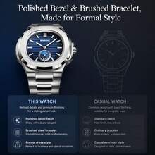 BINBOND 1pc Men's Fashion Luminous Pointer Scale Date Calendar Stainless Steel Band Quartz Watch, Suitable For Daily Life And Business, Birthday And Holiday Gift - Multicolor - View 7