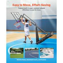 Portable Basketball Stand, 10 Ft Height Adjustment Basketball Hoop & Goal, Basketballs Hoop Outdoor With 48 Inch PC Backboard For Kids, Adults In Schools, Parks,  Indoor & Outdoor Use - 10 ft - 查看 6