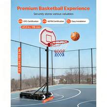 Portable Basketball Stand, 5.2 To 6.9 Ft Height Adjustment Basketball Hoop & Goal, Kids Adjustable Basketballs Hoop With Nylon Net & Rolling Wheels, Portable Backboard Set For Patios, Poolside - 5.2 to 6.9 Ft - View 2