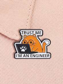 Trust Me I'm An Engineer Enamel Pin Working Orange Cat Wearing Glasses Brooch Backpack Clothing Badge Jewelry Gift For Friends - Multicolor - View 2