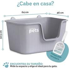 ESQUIMAL Cat Litter Box With Scoop, High Walls (Gray, Large) - Yellow - View 10