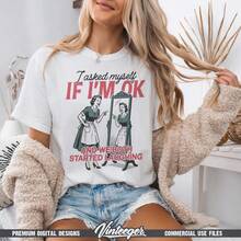 Diseño divertido para imprimir sobre salud mental - Gráfico digital retro y humorístico para imprimir - Humor sobre la ansiedad por sublimación - Camiseta de vida de madre loca - Blanco - Ver 1