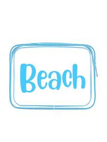 Large Capacity Zippered Travel Storage Bag - Waterproof Swimming Bag - Printed With Colorful "Beach" Letters Suitable For Toiletries, Travel Cosmetics And Diving Bag. With Zipper Closure. Perfect For Storing Passports, Fashion Glasses, Skincare Products And Other Travel Essentials. Beach Vacation Gift, Back To School Gift - Multicolor - View 15