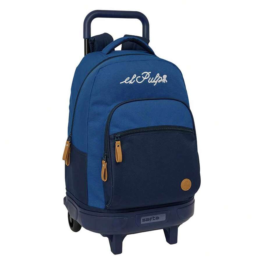 | Double El Pulpo School Backpacks For Laptop And Tablet, Padded Anti-Theft Rear Compartment, Double Zipper Pull On Main Zipper, Front Zipper Pocket, Top Handle, Navy - Option 6 - View 1