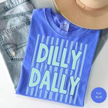 Camiseta Dilly Dally de , Camiseta con Estampado de Rayas Estilo Preppy, Camiseta de Mujer para Primavera Verano, Top Casual Estético y Bonito, Regalo para Ella o su Pareja - Azul - Ver 8