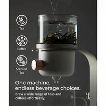 Glass Tea Pot With Infusers Loose Tea And Drip Coffee Pour Over, Semi Automatic Tea Set With Magnetic Teapot, White - White - View 3