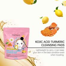 EELHOE 40Pcs Turmeric Kojic Acid Cleansing Pads Gentle Low-Irritating Exfoliating Pads Oil Control Improves Skin Clean Pores Dirt Refreshing Brightening Daily Facial Skin Care, Mother's Day Gifts, Valentine's Day Gifts, Facial Skin Care Gifts - 薑黃清潔墊片 - 查看 7