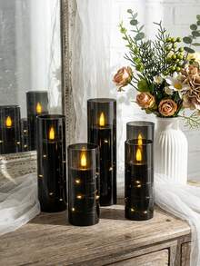 5 buah Lampu Lilin Tanpa Api, Dengan Fungsi Timer/Kontrol Jarak Jauh, Bertenaga Baterai, Lampu String LED, Cocok Untuk Rumah, Halloween, Natal, Hari Ibu, Hari Valentine, Ulang Tahun, Pernikahan, Pesta - Hitam - Cahaya Hangat - View 8