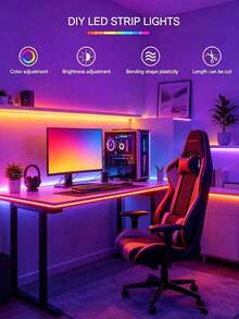 1PC 3.28FT/9.8FT/16.4FT/32.8FT/65.6FT 24-Key Remote Control RGB5050 Color Changing LED Light Strip, Decorative Light For Festivals, Parties, Room, Kitchen, TV, Home Decor - Multicolor Light - View 7