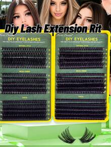 600 Clusters False Eyelashes Set - Dense & Curly Lash Extension Kit. D-Curl, 10-16mm Mixed Lengths. This Is A DIY Home Eyelash Extension Kit Featuring Fluffy And Soft Single Cluster Lash Design, Creating A Natural Butterfly Wing Effect. Essential Makeup Tool For Women, Easily Create A Glamorous Look, Easy To Use At Home. The Set Includes Long-Lasting Eyelash Glue, Makeup Remover And Professional Tweezers. Cluster Specifications: (30D + 40D + 50D + 60D + 80D + 100D). - 黃色 - 查看 11