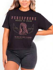 1 Piece Persephone T-Shirt Greek Mythology T-Shirt Persephone And Hades T-Shirt Poet T-Shirt Dark Academia Style 180g 100% Cotton - 黑色 8 - 查看 11