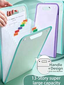 1 pieza Carpeta portátil, bolsa organizadora de archivos, bolsa de almacenamiento de exámenes, diseño de gran capacidad con 13 bolsillos, estructura multicapa, adecuada para organizar archivos, facturas, recibos y documentos, carpeta, almacenamiento en dormitorio, suministros de oficina, temporada de graduación, temporada de bodas - Multicolor - Ver 5