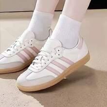 SAMBA OG W Women's Shoes - Adidas Style T-Toe Shoes - Casual Sports Sneakers - White/Pink/Gray - View 5