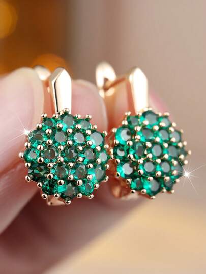 1 Đôi bông tai hình hoa hướng dương đính đá Zirconia nhiều màu sắc lấp lánh, trang sức cổ điển đa năng, món quà sinh nhật lý tưởng cho phái nữ.