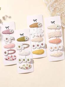 10pcs/2sets Cute Flower & Bow Hair Clips, Side Clip Hair Accessories Suitable For Little Girls - Multicolor - View 2