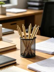 10pcs Luxury Gold Ballpoint Pens, Large Capacity Retractable Black Ink, Smooth Writing, Suitable For Wedding Bride Parties, Business Office, Diaries, Guest Gifts And More Occasions. - A - View 4