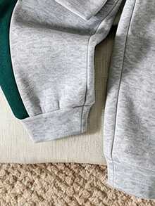 Tween Boy Cartoon Print Warm Hoodie And Sweatpants Set - Grey - View 6