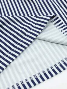 Men's Striped Palm Tree Print Casual Beach Shorts With Drawstring, Summer - Dusty Blue - View 6