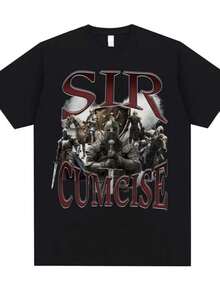 Women's ShirtsSir Cumcise Graphic T Shirt Men Women Vintage Oversized Tshirt Short Sleeve Men's Casual Crewneck T Shirts Man Cotton T-Shirts - 黑色 - 查看 1