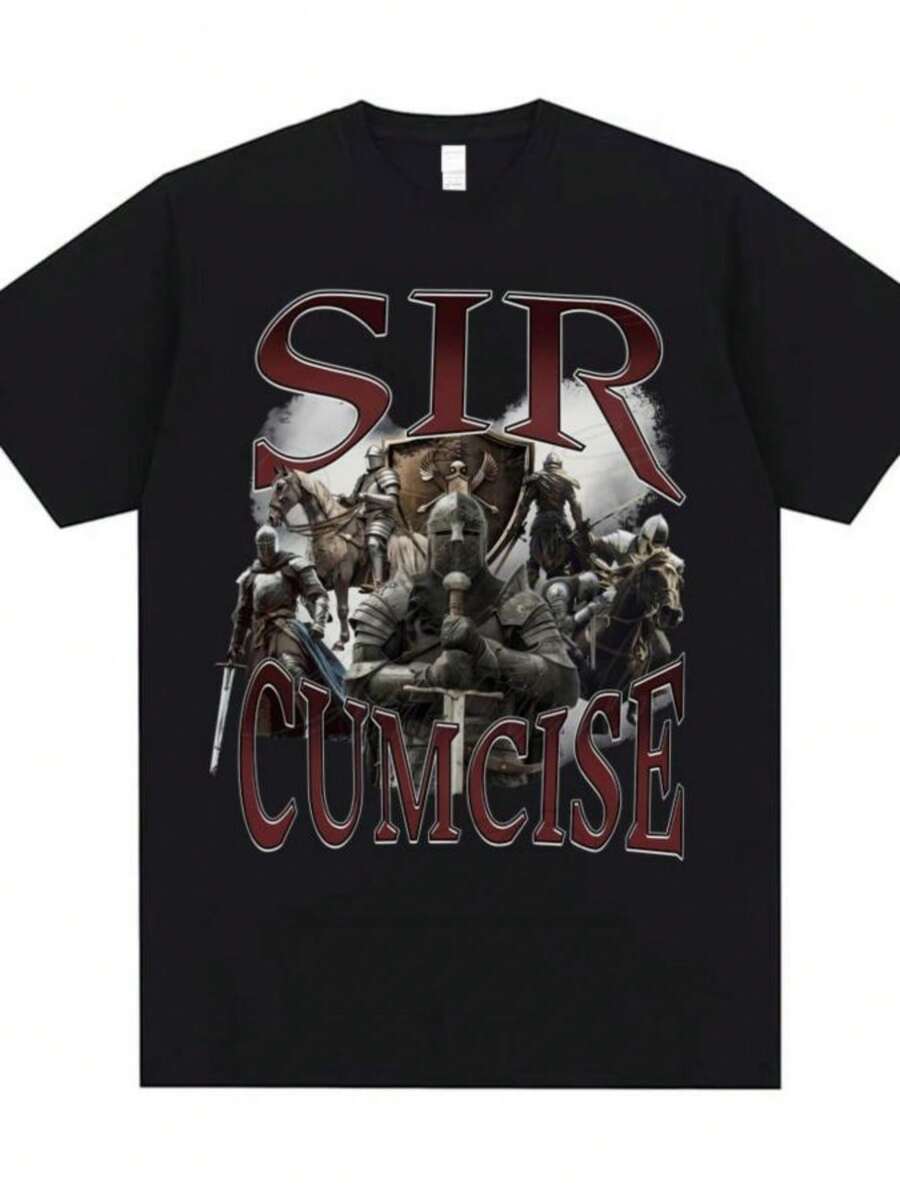 Women's ShirtsSir Cumcise Graphic T Shirt Men Women Vintage Oversized Tshirt Short Sleeve Men's Casual Crewneck T Shirts Man Cotton T-Shirts - 黑色 - 查看 1