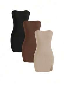 Vestido ajustado bandeau de 3 piezas para mujer, para atuendos de Año Nuevo - Multicolor - Ver 3