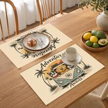 1 pieza Lindo tapete de lino, tapete para desayuno, posavasos de café, tapete para tazón, accesorio de cocina, tapete de comedor fácil de limpiar, adecuado para el hogar, restaurante, decoración de comedor, regalo de vacaciones, regalo para amigos, juego de múltiples piezas - Multicolor - Ver 10