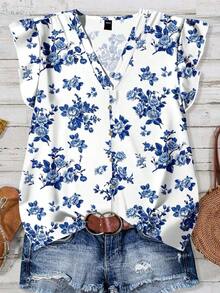 Camisa casual de mujer con estampado floral, adecuada para el verano - Multicolor 4 - Ver 1