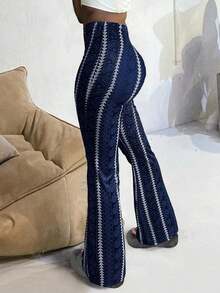 Leggings casuales de mujer con estampado geométrico sexy de primavera - Azul - Ver 2