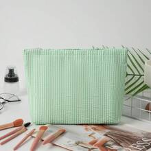 Personalized Fine Striped Cosmetic Bag, Customizable Name Makeup Pouch, Bridesmaid Gift, Travel Toiletry Bag, Striped Wash Bag, Beach Purse, Gift For Women, Aesthetic - Multicolor - View 7