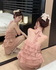 Women Short Dresses - Pink - View 4