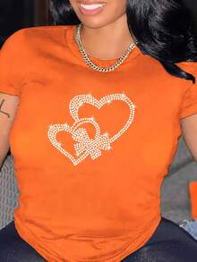 Camiseta de manga corta para hombre con estampado y diseño de cuello redondo, adecuada para el uso diario en primavera y verano. - Naranja - Ver 2