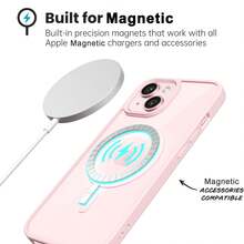 Ốp lưng trong suốt có nam châm cho iPhone 15 14 13 12 11, siêu mỏng, chất liệu silicon mềm và acrylic cứng, mặt lưng trong suốt, độ trong suốt cao, phù hợp với XR, XS, Max, 7, 8 Plus và 17 Pro Max. - Hồng - Xem 2