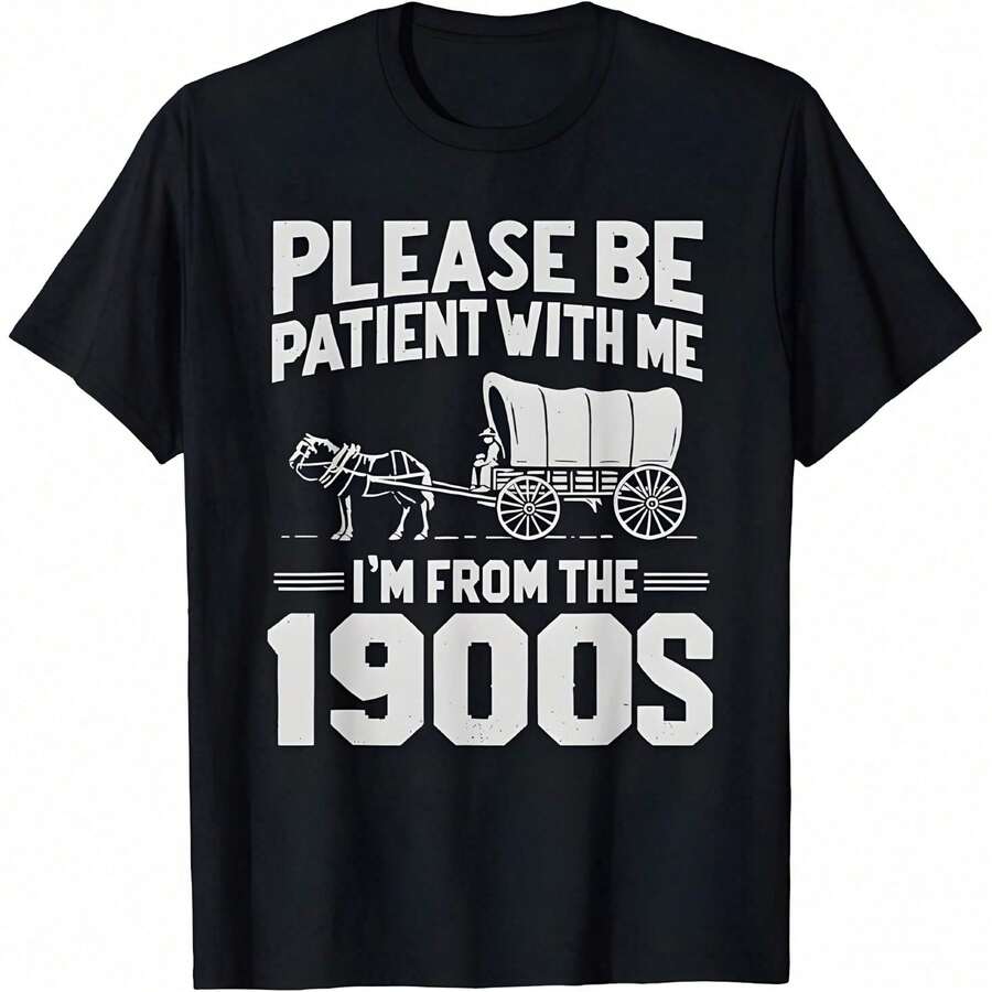 "Please Be Patient, I'm From The 20th Century" Funny Over The Hill Cotton T-Shirt, Golf Gift, Unisex Crew Neck T-Shirt For Men And Women, Casual Top L6GI NYLJ - 白色 - 查看 1