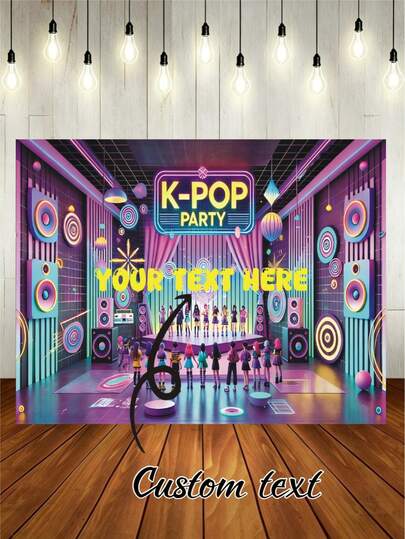 Customizable Text Party Banner, Stylish Idol K-POP Theme Party Decorative Fabric, Suitable For K-POP Theme Birthday Party, Stage Gathering, Background Decor And Photo Backdrop, Made Of Vinyl Material, Y2K Party