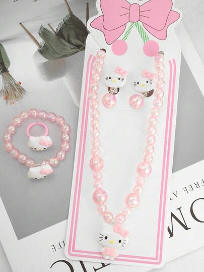 Conjunto de joyas de estilo Mori con diseño lindo y kawaii de gatito, versátil para ir al trabajo, uso casual y uso diario