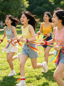 1/3/6入 彩虹舞動絲帶棒－手持彈性絲帶棒，適用於音樂課、體操、派對贈品、體操與舞蹈絲帶 - 多色 - 查看 5