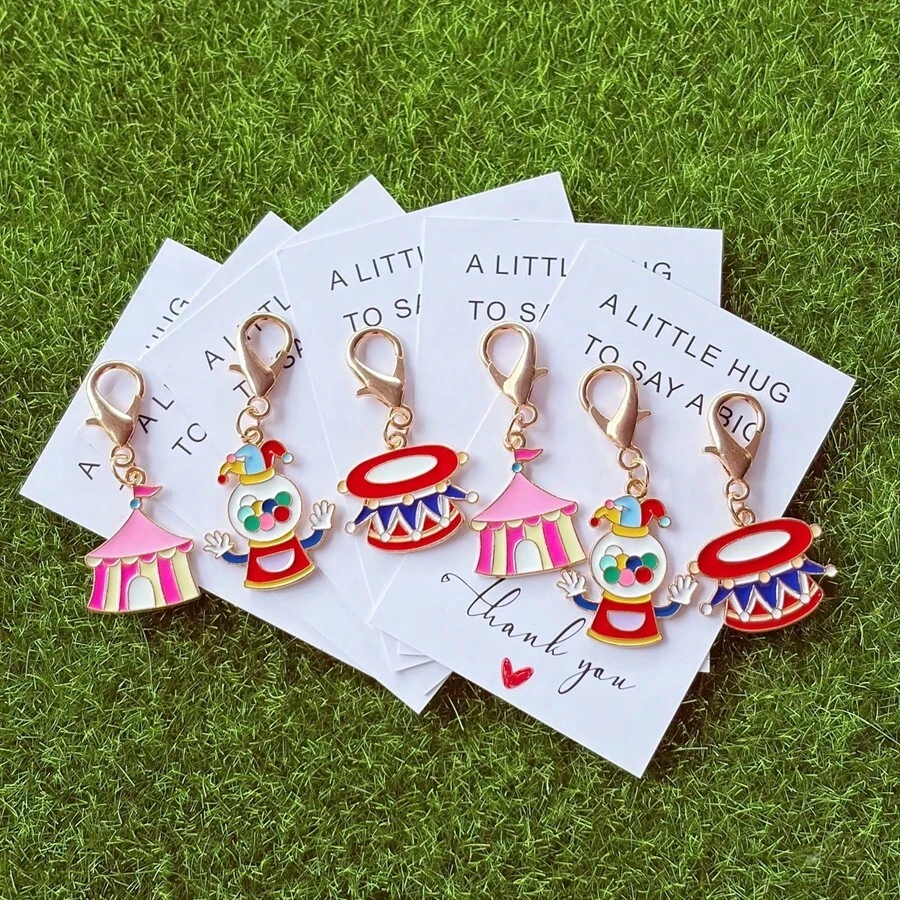 Bộ 6 móc khóa phụ kiện chú hề vui nhộn dùng trong biểu diễn ảo thuật - Thiệp cảm ơn bỏ túi - Thích hợp cho những người yêu thích chú hề, món quà cảm ơn hoàn hảo dành cho bạn thân | Đồ trang trí dễ thương cho ví, ba lô, xe hơi, quà tặng yêu thương và quan tâm cho các bữa tiệc. - Nhiều màu - Xem 1