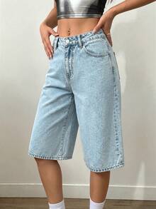Women's Y2K Loose Wide-Leg Cropped Jeans With Butterfly Embroidered Pockets Casual Summer - Light Wash - View 3