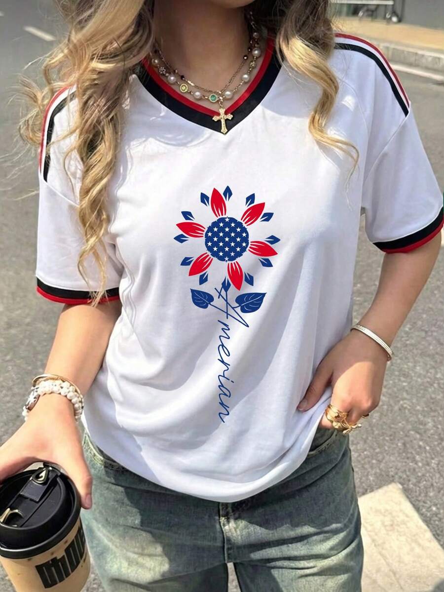 Playera Oversize "Respect The Drip Fútbol Helado" para Mujer - Camiseta Blanca V-cuello con Diseño Grafiti Colorido - Blanco - Ver 1