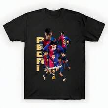 Pedri Gonzalez  Barcelona T-Shirt unisex de la de algodón puro de alta densidad de 220 g. C-AmiS-eta uniS-ex 100 % aL-Godón de - Tejido de alta densidad. Apta para todo tipo de perS-onas, ya sean mujeres o hombres. Tejido duradero de alta C-Alidad apto para todas las estaciones, suave al tacto pero duradero. Tops transpirables. Conjuntos de otoño para mujer. Conjuntos de vaC-Aciones para mujer. Disfraz de Halloween para mujer. - Negro - Ver 6