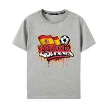 Spain National Team 2026 World Cup Fan Jersey, Short Sleeve, Graffiti Style, Pure Cotton, Unisex, Supporter Apparel - 白色 - 查看 4