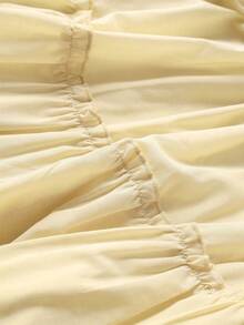 Vestido mini de unicolor elegante y lindo con volantes, espalda descubierta, tirantes finos y sexy, atuendo para fiesta/vacaciones/playa/cita, verano y vacaciones - Amarillo - Ver 10