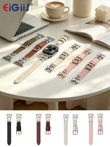 Correa de reloj de cuero para mujer con patrón de mariposa y pedrería incrustada de 20mm, correa de reloj de malla con liberación rápida de 20mm, compatible con Galaxy Watch EIGIIS Smart Watch - Multicolor - Ver 1